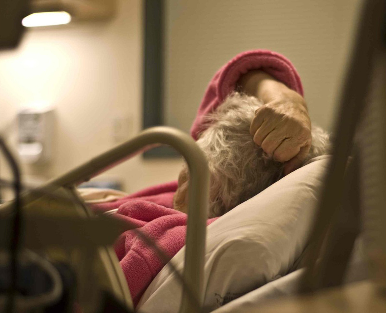 An elderly patient in hospital