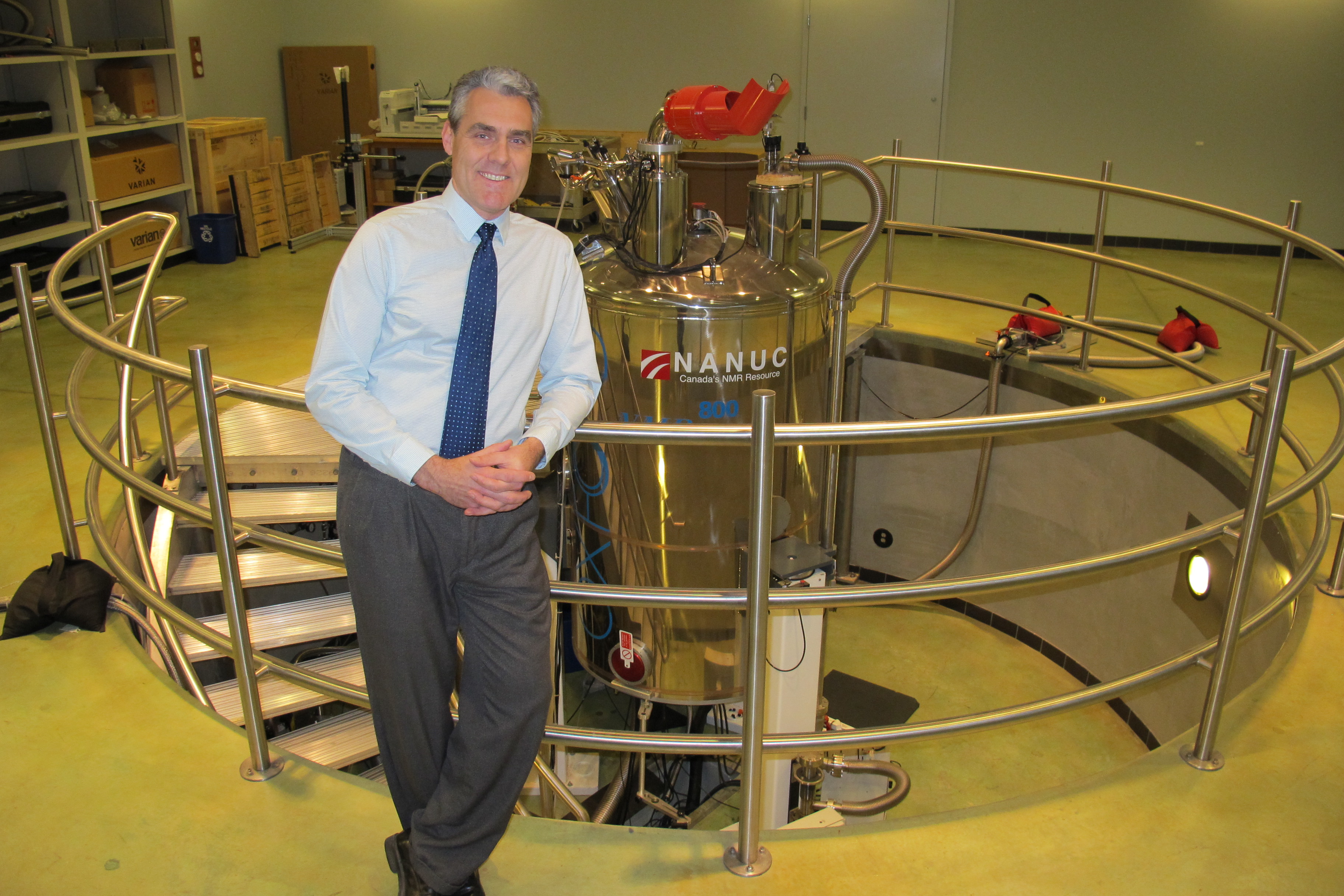 Michael Overduin stands in the U of A's National High Field Nuclear Magnetic Resonance Centre (NANUC)